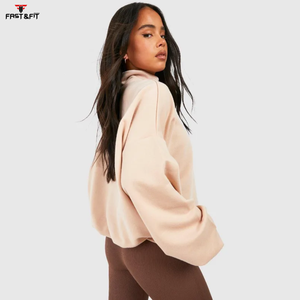 Nuevo estilo logotipo personalizado alta calidad invierno cuello alto cremallera sudaderas cortas para mujer para la venta - Product Image 3