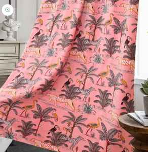 Handmade Luxury Modern Jungle Print Animal Pattern Window <b>Shade</b> <b>Vintage</b> Pink Velvet Cotton Curtains Full <b>Light</b> Shading - Product Image 5