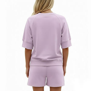 Conjuntos de Verano para Mujer, 100% Algodón, Color Liso, Transpirables, de Secado Rápido, Diseño Personalizado, Manga Corta, Precio al por Mayor - Product Image 2