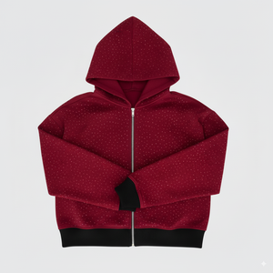 Sweat à capuche oversize de haute qualité avec logo brodé entièrement en strass, style streetwear Y2k, marque personnalisée, 450 g/m², strass diamant - Product Image 6