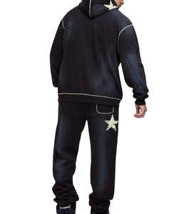 Vêtements de rue personnalisés Survêtement délavé à l'acide surdimensionné pour homme Sweat à capuche et pantalon de survêtement Survêtement pour hommes - Product Image 5