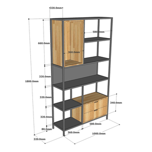 KS68177 Living Room Decorative Shelf Iron Frame Rectangle Shape Standing Type Installation Multi-piece Package Multifunction - Product Image 5