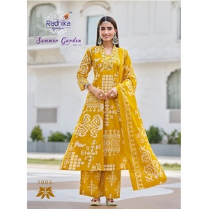 Traditional Women's <b>Indian</b> Pakistani Wedding Collection Embroidery Work Pure Cotton <b>Kurta</b> Palazzo Dupatta for Weddings Special - Product Image 1