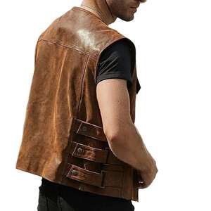 Gilet en cuir d'hiver entièrement personnalisé pour hommes avec fermeture à boutons en corne, qualité professionnelle, vêtements de moto en gros - Product Image 5