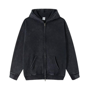 Vente en gros 400 Gsm Acid Wash Pull à capuche hommes personnalisé blanc Vintage surdimensionné poids lourd lavé à l'acide Hoodies pour hommes - Product Image 4