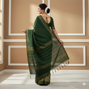 Sari en soie Tussar pure multicolore pour femmes avec un savoir-faire raffiné et une élégance gracieuse pour les célébrations et les événements festifs en provenance d'Inde - Product Image 4