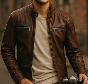 ออกแบบแจ็คเก็ตบอมเบอร์หนังแฟชั่นของคุณเอง คุณภาพสูง คอตั้ง โลโก้ด้านหน้า ผ้าแคนวาส แขนยาว สำหรับผู้ชาย - Product Image 5