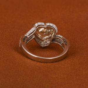 Luxurious Lab Grown Diamond Yellow <b>Heart</b> <b>Shape</b> Cut Ring 18KT Solid Gold Plating Engagement Ring Girls Birthday Gift Ring - Product Image 4