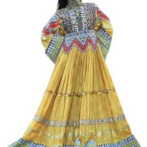 Robe afghane de style pashtun frais avec une touche tribale, robe afghane kuchi nomade, design régional - Product Image 1