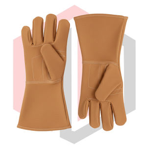 Guantes de Soldadura Marrones Resistentes al Calor y al Fuego, de Cuero Antiestático, con Puño de Punto de 14 Pulgadas, Sin Silicona, Resistentes a Desgarros, para Soldadura MIG, TIG y con Electrodo Revestido - Product Image 4
