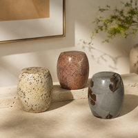 Tabouret rond en cristal naturel sculpté à la main, petit ornement décoratif en pierre polie, mini figurine pour la maison ou le bureau