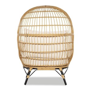 Sanstar Patio Chaise Egg en rotin, grande chaise longue intérieure et extérieure avec siège et coussin pour le patio, le jardin et le balcon. - Product Image 4