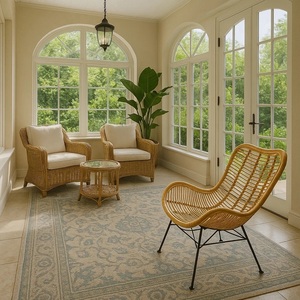 Fauteuil d'appoint en rotin Colorado, style moderne, en osier, bohème, brun naturel, métal noir - Product Image 3