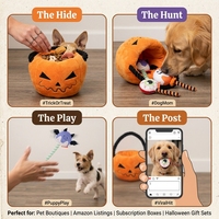 Jouet pour chien Halloween : Seau citrouille en peluche, interactif, couineur, avec jeu de bâtonnets de puzzle, OEM ODM, Vente en gros, Usine