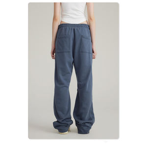 Pantalon confortable en toile délavée à l'acide pour hommes Taille élastique lourde Fermeture à cordon Style sportif - Product Image 2