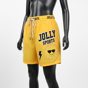 Shorts Deportivos Premium para Mujer, 200 GSM, Nailon y Elastano, Color Amarillo Brillante, Suaves, de Secado Rápido, con Logotipo Bordado Personalizado - Product Image 4