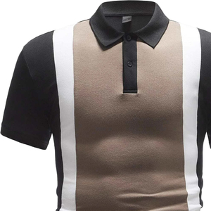 Polos d'extérieur en tissu tricoté à manches courtes pour hommes de haute qualité T-shirt respirant pleine longueur en couleur unie décontracté - Product Image 4