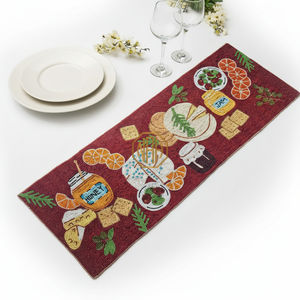 Camino de Mesa Bordado a Mano con Cuentas, Mantel Individual, Longitud Personalizada, OEM, Exportación - Product Image 2