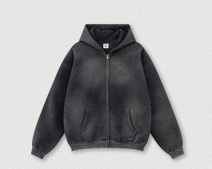 เสื้อวาฟเฟิลผ้าเจอร์ซีย์โอเวอร์ไซส์ผู้ชายเสื้อแบบสวมหัวรุ่นโอเวอร์ไซส์สำหรับฤดูหนาวผ้าวาฟเฟิลซีดจางสไตล์วินเทจแบบ360gsm ตามสั่ง - Product Image 5