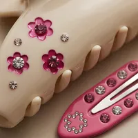 Set Jepit Rambut Akrilik Berhiaskan Rhinestone Bunga, Aksesoris Rambut Model Alligator untuk Wanita dan Anak Perempuan, Cocok untuk Pemakaian Sehari-hari