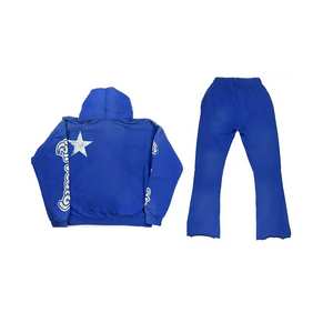 2025 estilo callejero francés Terry bordado desgastado chándal peso pesado 500GSM Material cómodo gran oferta chándal - Product Image 5