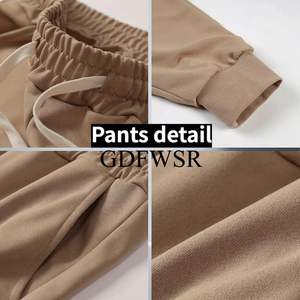 SUDADERO de algodón 100%, conjunto ligero con capucha, cierre de cordón, invierno, ecológico, lavado a la piedra, estampado de diamantes de imitación adornados - Product Image 6