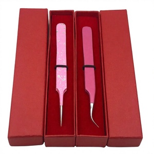 Pinzas Profesionales de Alta Calidad para Extensión de Pestañas, Antiestáticas, Duraderas, de Acero Inoxidable Curvado, Color Personalizable, Herramienta de Belleza - Product Image 1