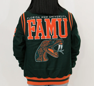 Florida A & M University Famu Varsity Jacket Hombres Mujeres Vintage Lana Seda Bordado Lettermen Chaqueta Botón Decoración Invierno - Product Image 2