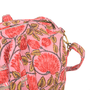 Design floral léger lavable sac polochon indien fait à la main sérigraphié coton grands sacs de plage - Product Image 3