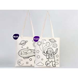 กระเป๋าผ้าฝ้ายลายอวกาศ Zeppelin พร้อมหูหิ้ว สำหรับทุกเพศ ขนาด 14x16 นิ้ว เหมาะสำหรับนักเรียน นักเดินทาง ใส่ของจุกจิก (ไม่ใส่ดินสอ) - Product Image 2