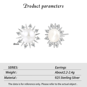 Pendientes de Botón de Plata de Ley S925 con Perlas de Agua Dulce, Grado AAAA, Chapados en Rodio, Forma Clásica, Color Morado/Blanco/Rosa, para Compromiso y Boda - Product Image 5