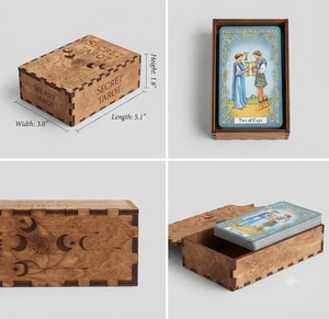 Nouvelle arrivée, boîte à tarot en bois, ensemble de cartes, design artistique, conteneur de rangement décoratif - Product Image 5