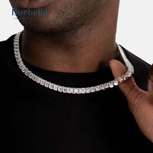 Hot Sale 14K Gold and 925 Silver Plated Men's 8mm <b>Moissanite</b> Diamond Emerald Tennis Chain Hot Selling <b>Necklace</b> - Product Image 2