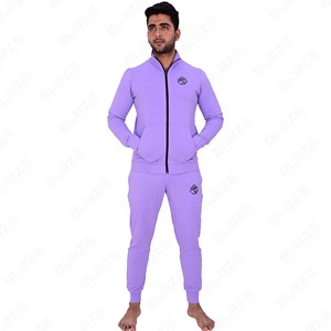 Survêtement pour hommes Survêtement à fermeture éclair Survêtement en polaire 100% coton Poches contrastées avec panneaux - Product Image 1