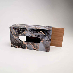 Boîte à mouchoirs en bois carrée de qualité supérieure Tradebyd, imprimée en émail, écologique, élégante et décorative pour la maison, le bureau, l'hôtel - Product Image 5