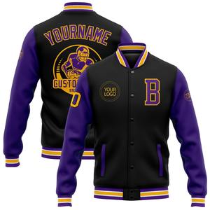 Vente en gros dans l'industrie directe de bombardiers d'hiver décontractés personnalisés noir jaune royal veste bicolore Varsity Letterman - Product Image 2