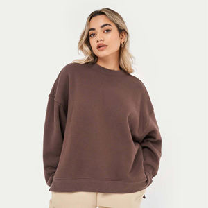 Women's Oversized <b>Brown</b> Sweatshirt Beige Sweatpants Plus Size Casual Pullover Crewneck Top Cozy Loungewear Two Piece <b>Set</b> Front - Product Image 3