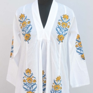 Vestido largo de algodón con estampado a mano para mujer, ropa informal, larga, de verano, novedad - Product Image 1