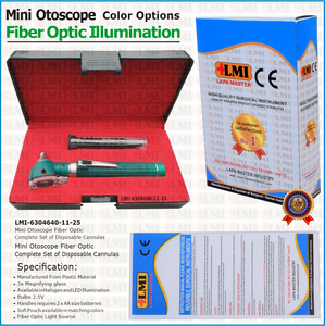 Otoscopio de Fibra Óptica Verde Oscuro de Uso Clínico, Otoscopio Profesional de Fibra Óptica Verde Oscuro, Dispositivo de Inspección de Oídos - Product Image 3