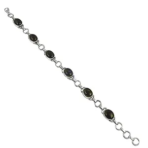 Classic Women's 925 Silver Onyx Stone <b>Bracelet</b> with <b>14K</b> <b>Gold</b> Rose <b>Gold</b> Diamond Pearl Jade Religious Style Perfect Jewelry - Product Image 1