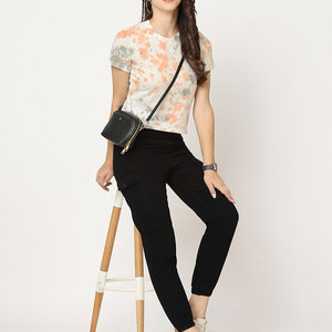 Oem nueva llegada moda mujer Crop Tops camisetas deportes Yoga entrenamiento de gran tamaño manga corta Crop Top mujer camiseta - Product Image 2