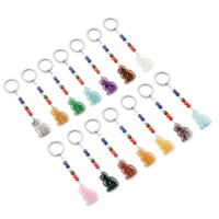 Porte-clés Lumineux 7 Chakras en Pierres Précieuses, Pendentif Chat Mignon, Cristaux de Guérison, Breloque Chat Sculpté, Cadeaux de Noël pour Couples et Amis