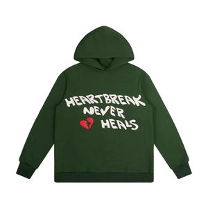 Sudadera con capucha con estampado de abullonado verde oscuro para hombre, ropa de calle de moda de alta calidad, sudaderas con capucha con estampado de burbujas personalizado de Hip Hop - Product Image 5