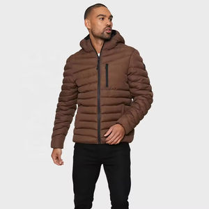 Fabricants de vêtements meilleure qualité veste bouffante décontractée à fermeture éclair solide pour hommes col montant personnalisé respirant coupe-vent - Product Image 3