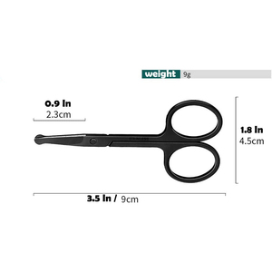 Ciseaux à poils noirs pour le nez Petites lames de sécurité Ciseaux à nez arrondis et incurvés Meilleur acier inoxydable allemand - Product Image 2