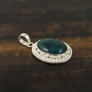 จี้เงิน925แฟชั่นวินเทจเครื่องประดับโอนิกซ์สีเขียวทำด้วยมือสำหรับผู้หญิงของขวัญแต่งงานสุดอินเทรนด์ที่สมบูรณ์แบบสำหรับเธอ - Product Image 2