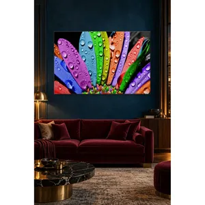 Impression sur toile de gouttes d'eau Fida sur des pétales de fleurs arc-en-ciel - Product Image 2