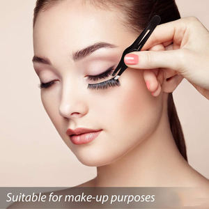 Pinzas de cejas con recubrimiento de Color negro, pinzas de depilación con mango para el pulgar - Product Image 4