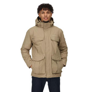 High Quality Men Tan Colour <b>Padded</b> Warm Zipper Parka <b>Jackets</b> With <b>Hood</b> and Cargo Pockets Men Rain <b>Jackets</b> - Product Image 4
