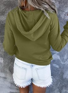 Pull décontracté pour femme Sweat à capuche à manches longues avec col boutonné et cordon de serrage 100% coton pour un usage quotidien - Product Image 6